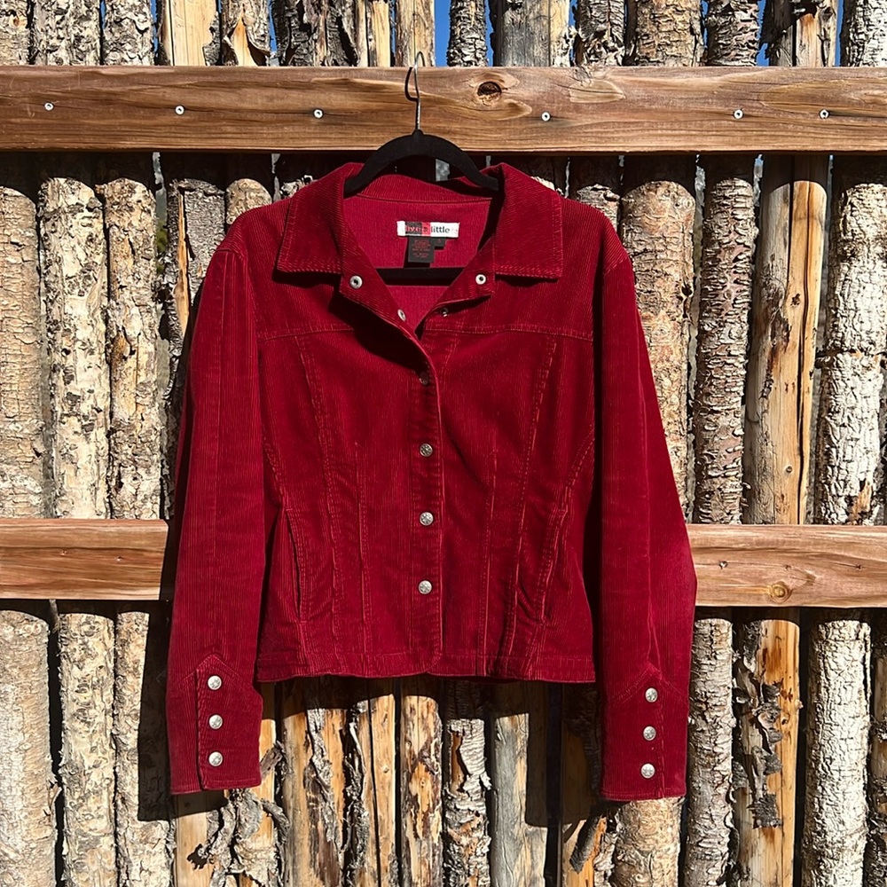 Vintage wine corduroy jacket with fabulously unique cuffs